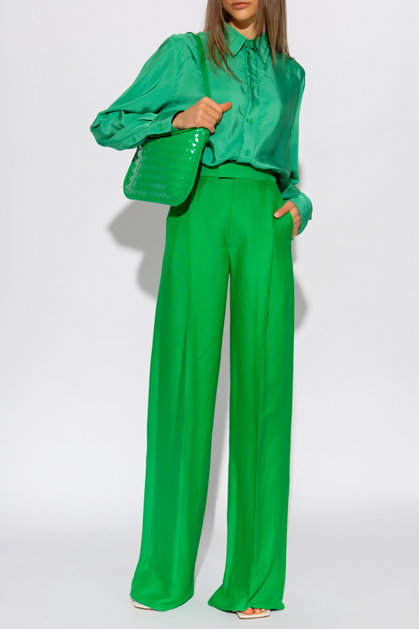 legged trousers Bottega Veneta - Green Wide - Fluid Stripe Front